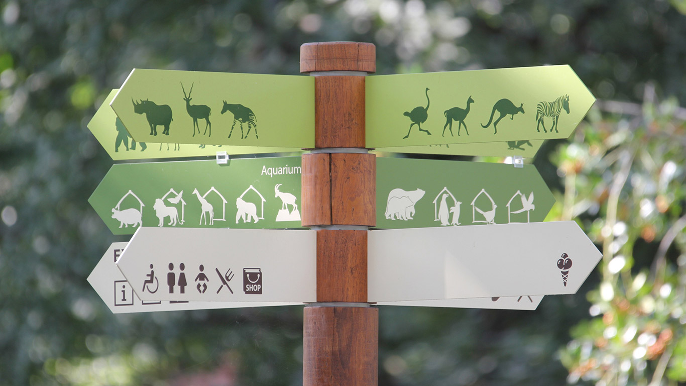 Confusing zoo signage and wayfinding