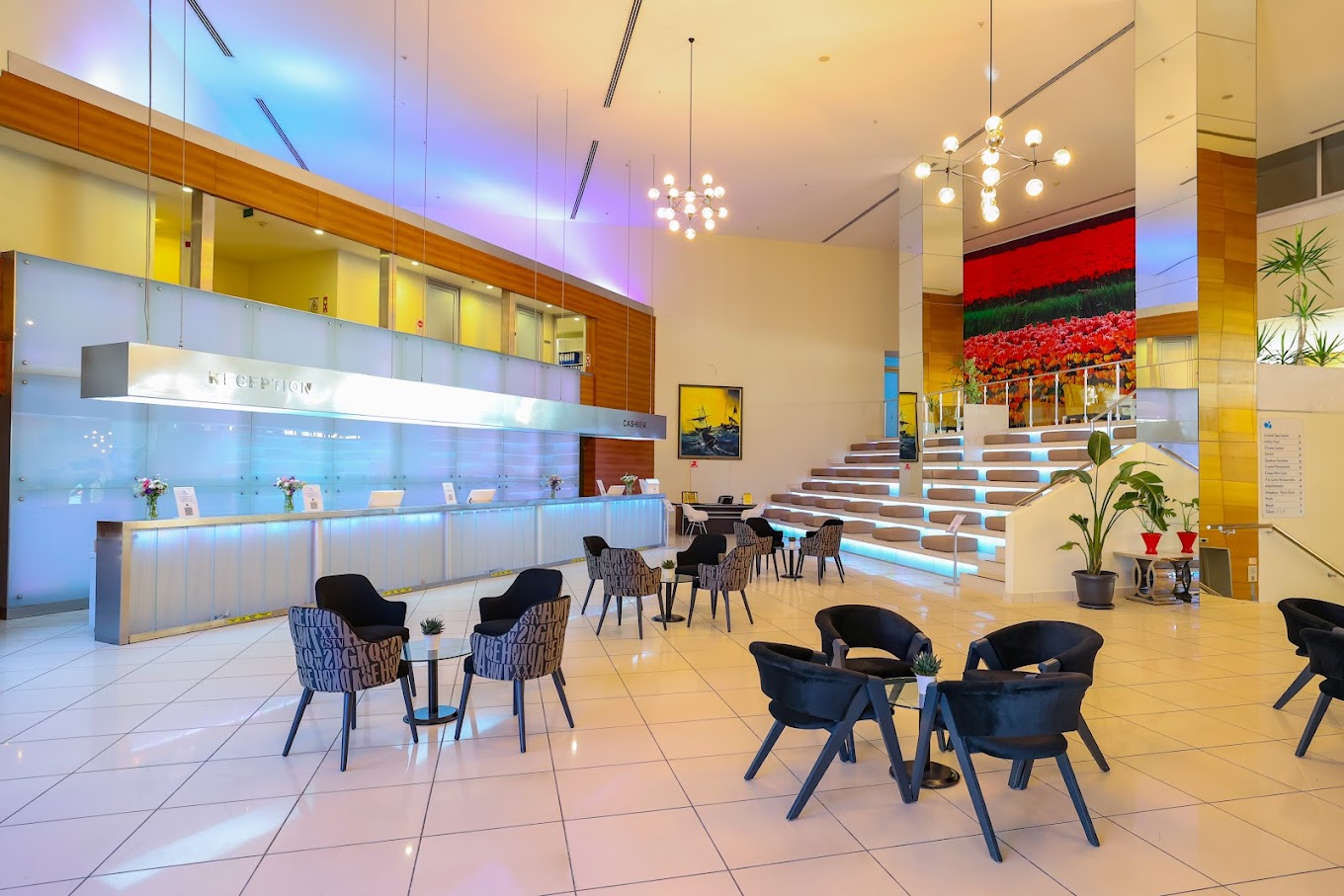 Resort lobby with waiting areas
