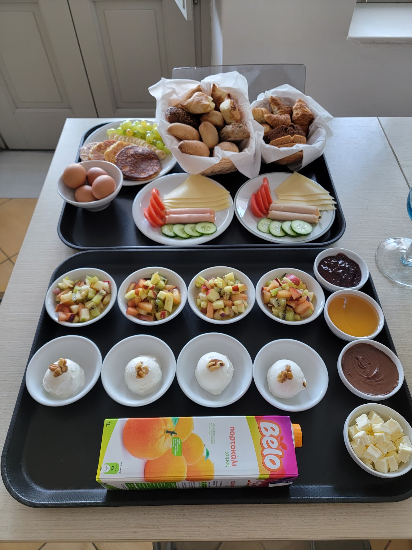 Luxury in-room breakfast service on terrace