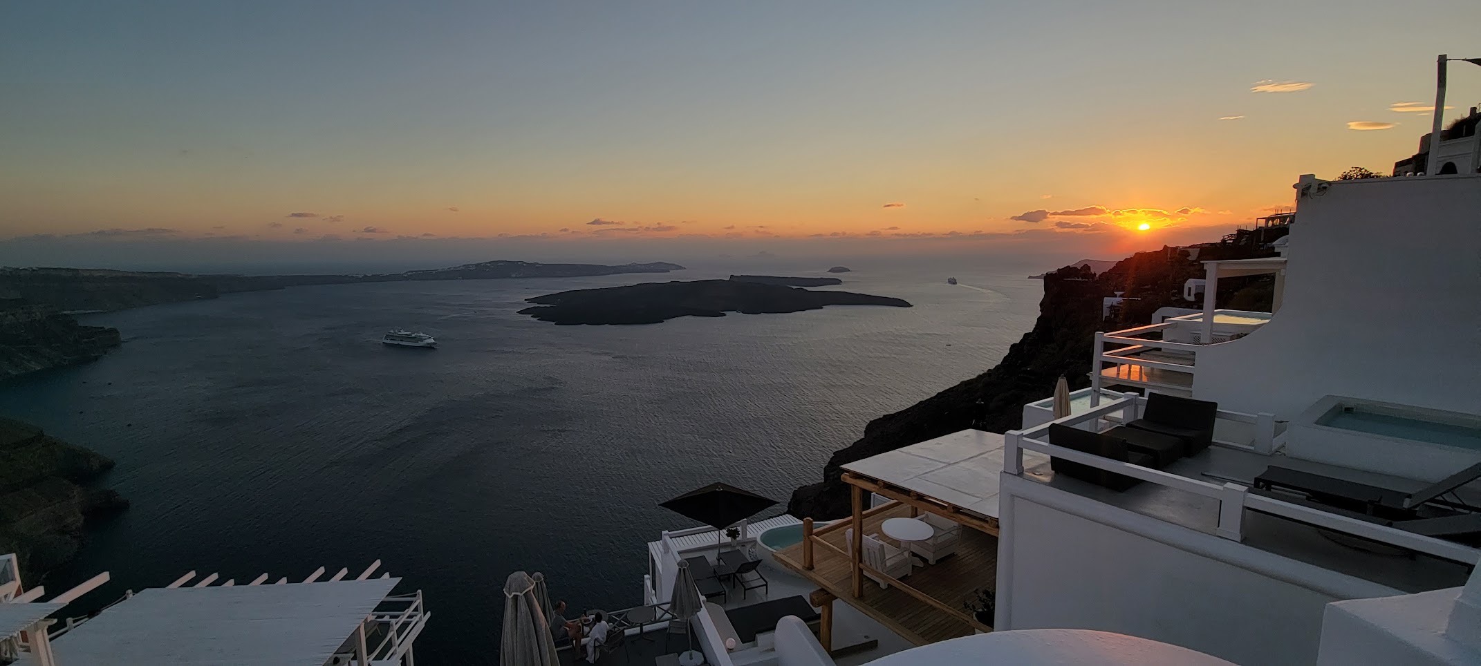 Stunning caldera view from Hotel Thireas terrace