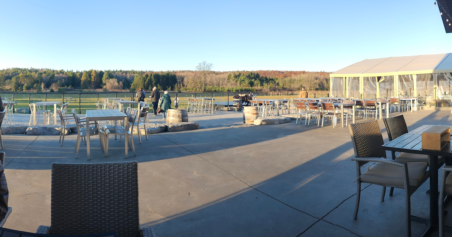 Beautiful rural setting of Slabtown Cider Co. with orchard views