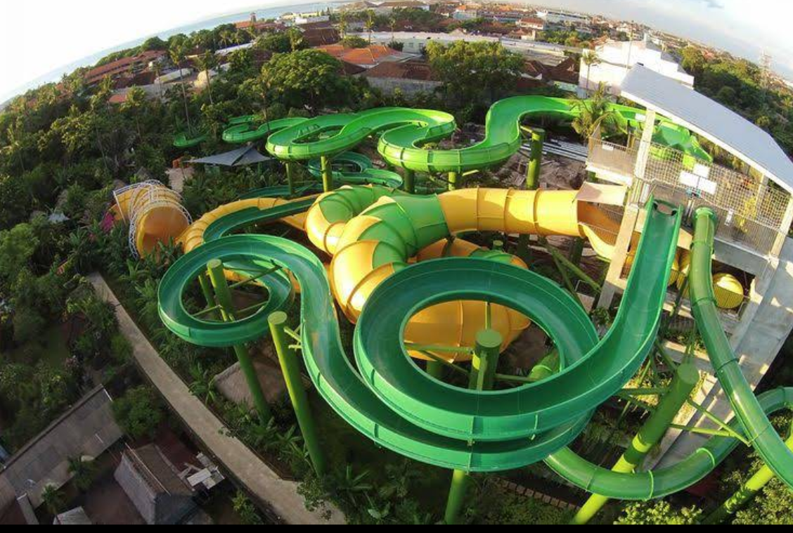Thrilling water slides at Waterbom Bali